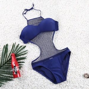 KAYLA Blue Netted One Piece